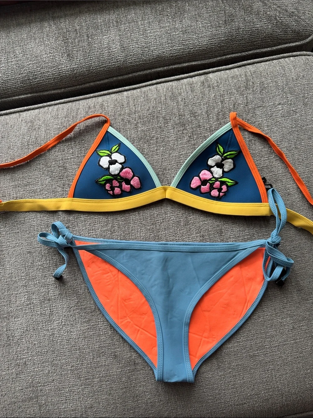 triangl swimwear Blue, Orange & Yellow Floral Bikini - Picture 1 of 5